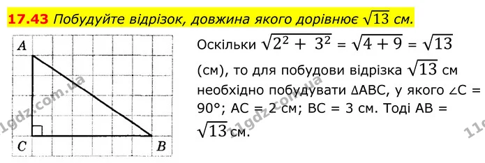 17.43 Побудуйте відрізок, довжина якого дорівнює 13 см. — ГДЗ Геометрія 8 клас Істер