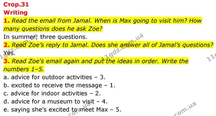 1. Read the email from Jamal. When is Max going to visit him? How many questions does he ask Zoe? — ГДЗ робочий зошит Англійська мова 8 клас Гарет Джонс 2025