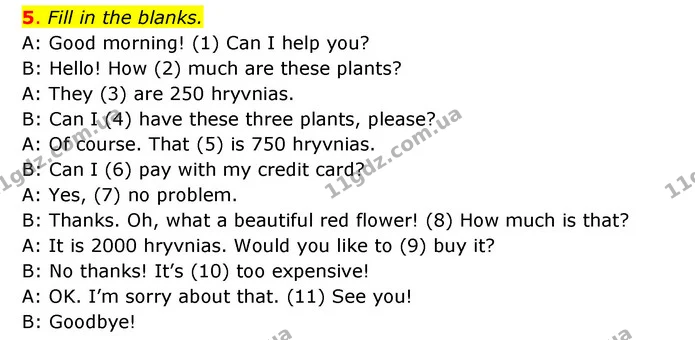5. Fill in the blanks. — ГДЗ Робочий зошит Англійська мова 5 клас Косован (Дж. Коста)