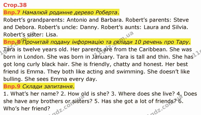 Стор. 38 — 7-9 — ГДЗ Англійська мова 6 клас Карпюк 2014 — ГДЗ Англійська мова 6 клас Карпюк 2014
