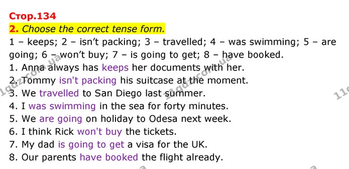 2. Choose the correct tense form. — ГДЗ Англійська мова 6 клас Карпюк 2023