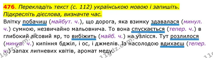 476. Перекладіть текст (с. 112) українською мовою і запишіть. — ГДЗ Українська мова 6 клас Ворон, Солопенко
