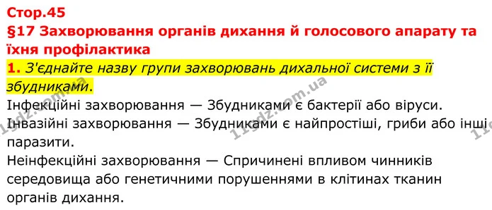 1. З'єднайте назву групи захворювань дихальної системи з її збудниками. — ГДЗ Робочий зошит Біологія 8 клас Тагліна (2025)