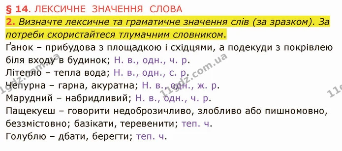 2. Визначте лексичне та граматичне значення слів (за зразком). За потреби скористайтеся тлумачним словником. — ГДЗ Українська мова 5 клас Авраменко 2022