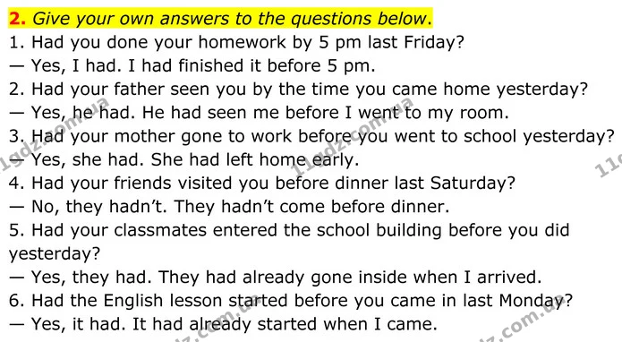 2. Give your own answers to the questions below. — ГДЗ граматика Англійська мова 8 клас Карпюк