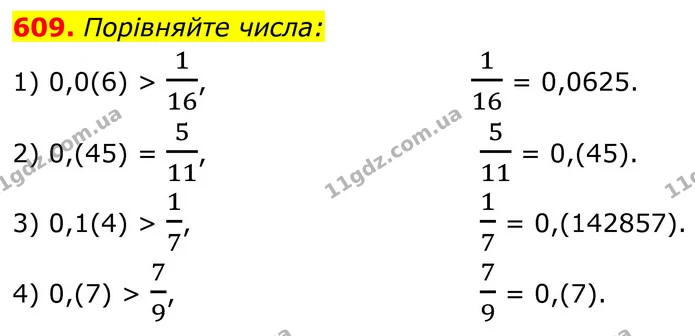 609. Порівняйте числа: — ГДЗ Алгебра 8 клас Тарасенкова