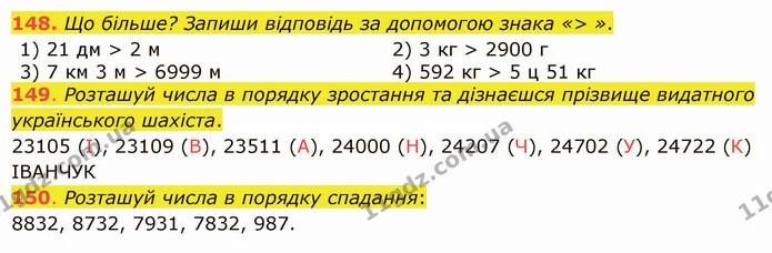 148. Що більше? Запиши відповідь за допомогою знака «> ». — ГДЗ Математика 5 клас Істер 2022