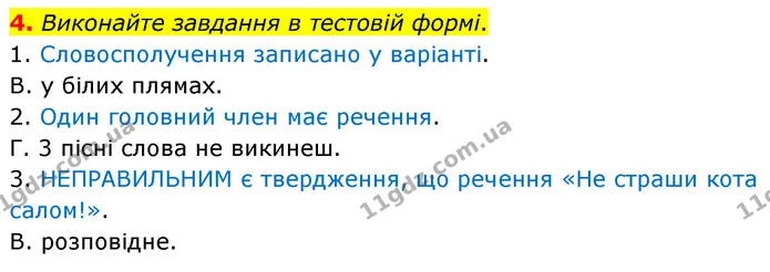 4. Виконайте завдання в тестовій формі. — ГДЗ Українська мова 6 клас Авраменко