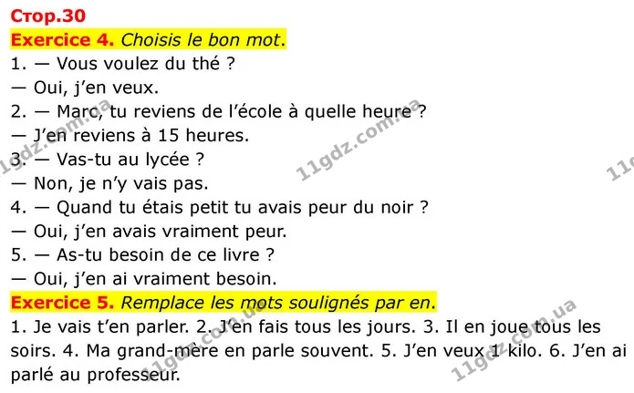 Exercice 4. Choisis le bon mot. — ГДЗ Французька мова 7 клас Чумак