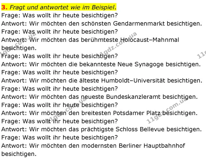 3. Fragt und antwortet wie im Beispiel. — ГДЗ Німецька мова 7 клас Басай
