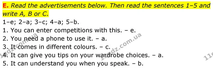 E. Read the advertisements below. Then read the sentences 1–5 and write A, B or C. — ГДЗ робочий зошит Англійська мова 7 клас Мітчелл