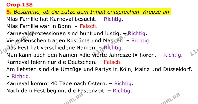 5. Bestimme, ob die Satze dem Inhalt entsprechen. Kreuze an. — ГДЗ Німецька мова 6 клас Сотникова 2 рік (2023)