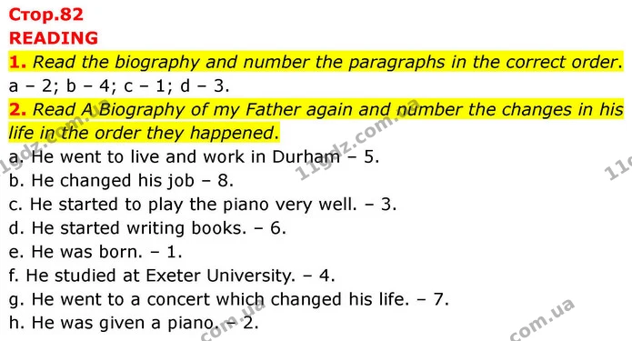 1. Read the biography and number the paragraphs in the correct order. — ГДЗ робочий зошит Англійська мова 7 клас Prepare