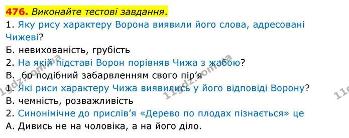 476. Виконайте тестові завдання. — ГДЗ Українська мова 5 клас Глазова 2022