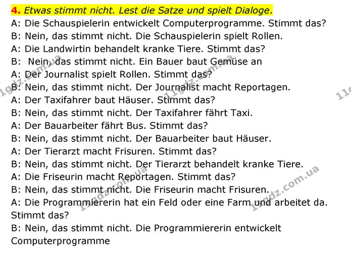 4. Etwas stimmt nicht. Lest die Satze und spielt Dialoge. — ГДЗ Німецька мова 6 клас Сотникова 2 рік (2023)