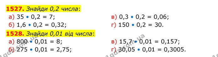 1527. Знайди 0,2 числа: — ГДЗ Математика 5 клас Бевз