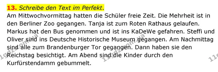 13. Schreibe den Text im Perfekt. — ГДЗ Німецька мова 6 клас Басай (2023)