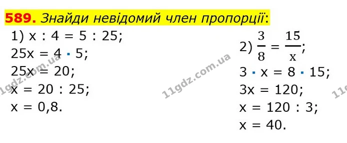 589. Знайди невідомий член пропорції: — ГДЗ Математика 6 клас Істер 2023 1-2 ч.