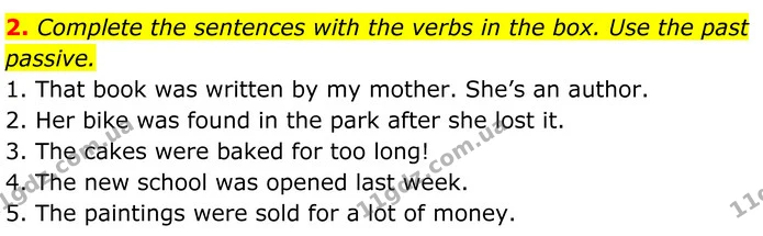 2. Complete the sentences with the verbs in the box. Use the past passive. — ГДЗ Англійська мова 7 клас Коста