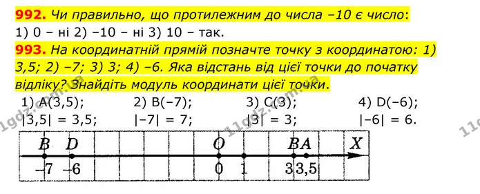 992. Чи правильно, що протилежним до числа –10 є число: — ГДЗ Математика 6 клас Тарасенкова 2023 1-2 ч.
