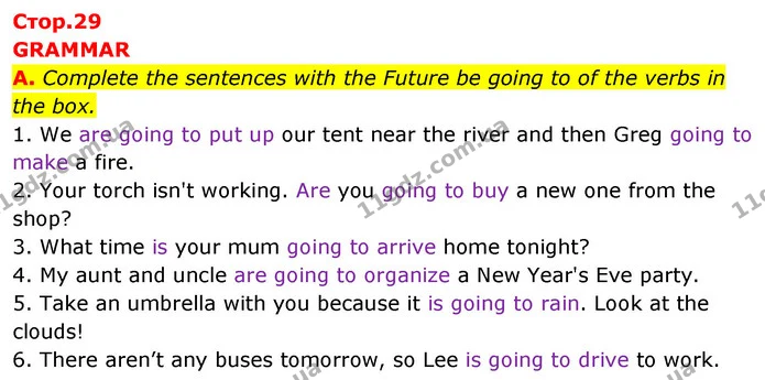 A. Complete the sentences with the Future be going to of the verbs in the box. — ГДЗ Збірник тестів Англійська мова 5 клас Мітчелл (Test Booklet)