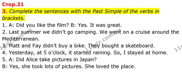 3. Complete the sentences with the Past Simple of the verbs in brackets. — ГДЗ Англійська мова 6 клас Мітчелл