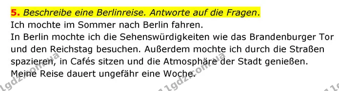5. Beschreibe eine Berlinreise. Antworte auf die Fragen. — ГДЗ Німецька мова 6 клас Сотникова 2 рік (2023)