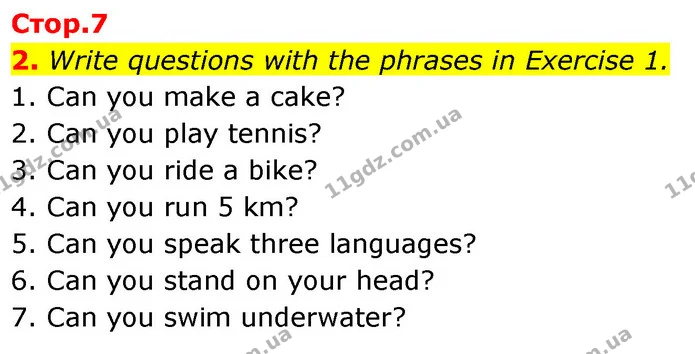 2. Write questions with the phrases in Exercise 1. — ГДЗ робочий зошит Англійська мова 6 клас Prepare