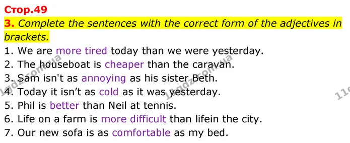 3. Complete the sentences with the correct form of the adjectives in brackets. — ГДЗ Англійська мова 6 клас Мітчелл