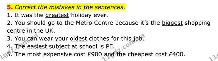 5. Correct the mistakes in the sentences. — ГДЗ робочий зошит Англійська мова 6 клас Prepare