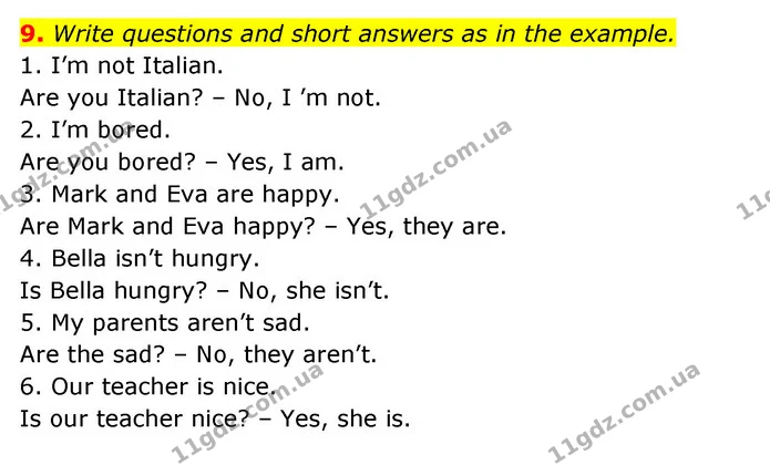 9. Write questions and short answers as in the example. — ГДЗ Робочий зошит Англійська мова 5 клас Косован (Дж. Коста)