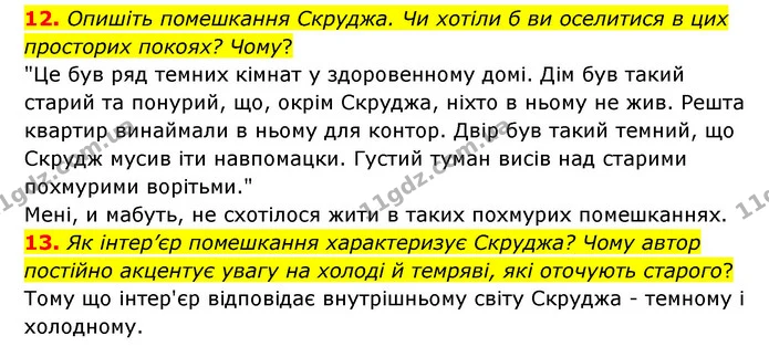 12. Опишіть помешкання Скруджа. Чи хотіли б ви оселитися в цих просторих покоях? Чому? — ГДЗ Зарубіжна література 6 клас Міляновська