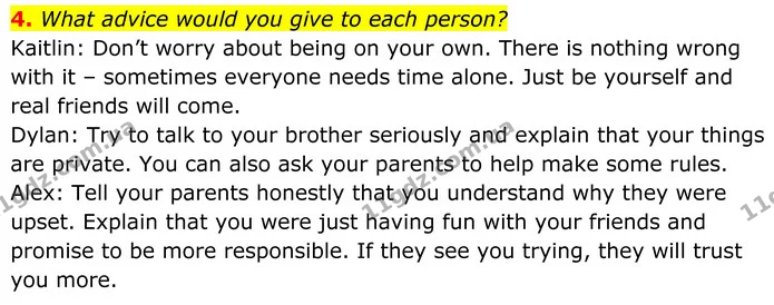 4. What advice would you give to each person? — ГДЗ Англійська мова 8 клас Стайрінг (Prepare)