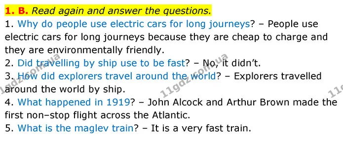 1. B. Read again and answer the questions. — ГДЗ Англійська мова 6 клас Мітчелл