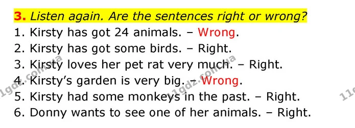 3. Listen again. Are the sentences right or wrong? — ГДЗ робочий зошит Англійська мова 6 клас Prepare