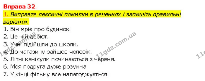 1. Виправте лексичні помилки в реченнях і запишіть правильні варіанти. — ГДЗ Українська мова 5 клас Літвінова