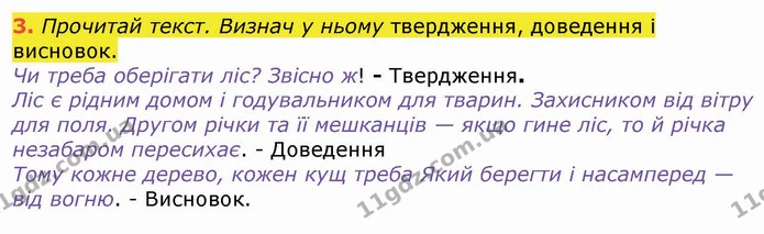 3. Прочитай текст. Визнач у ньому твердження, доведення і висновок. — ГДЗ Українська мова 4 клас Вашуленко 2021 (1 частина)