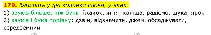 179. Запишіть у дві колонки слова, у яких: — ГДЗ Українська мова 5 клас Глазова 2022