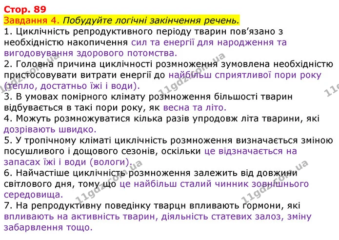 Стор. 89 — 4 — ГДЗ Робочий зошит з Біології 7 клас Яременко — ГДЗ Робочий зошит з Біології 7 клас Яременко