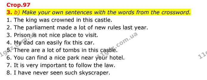 3. b) Make your own sentences with the words from the crossword. — ГДЗ Робочий зошит Англійська мова 6 клас Карпюк