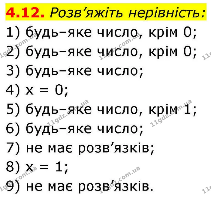 4.12. Розв’яжіть нерівність: — ГДЗ Алгебра 9 клас Істер