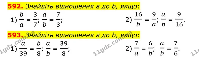 592. Знайдіть відношення а до b, якщо: — ГДЗ Математика 6 клас Мерзляк 2023 1-2 ч.