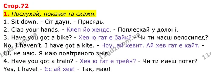 1. Послухай, покажи та скажи. — Англійська мова 1 клас Мітчелл