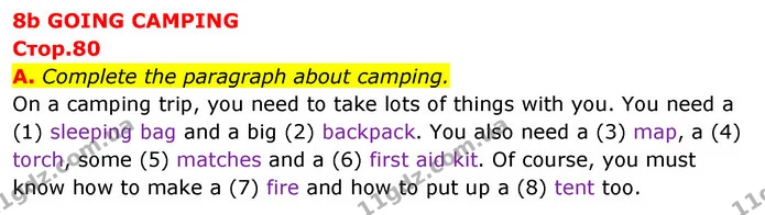 A. Complete the paragraph about camping. — ГДЗ зошит Англійська мова 5 клас Мітчелл