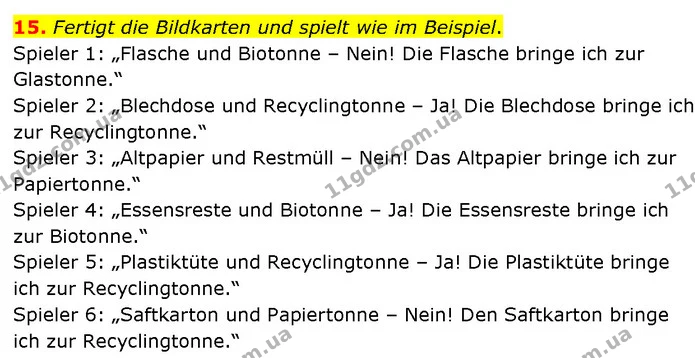 15. Fertigt die Bildkarten und spielt wie im Beispiel. — ГДЗ Німецька мова 7 клас Басай
