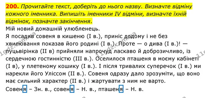 200. Прочитайте текст, доберіть до нього назву. Визначте відміну кожного іменника. Випишіть іменники IV відміни, визначте їхній — ГДЗ Українська мова 6 клас Голуб 2023