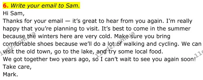 6. Write your email to Sam. — ГДЗ Англійська мова 8 клас Стайрінг (Prepare)