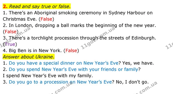2. Read and say true or false. — ГДЗ Англійська мова 4 клас Пухта