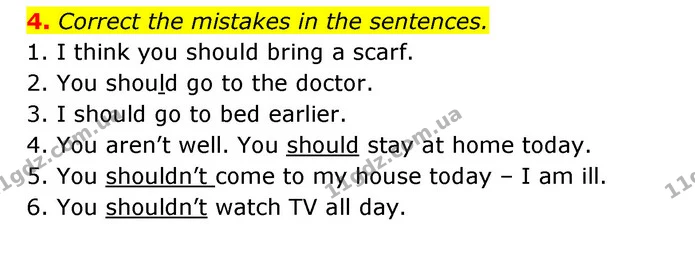 4. Correct the mistakes in the sentences. — ГДЗ Англійська мова 6 клас Коста (Prepare 6)