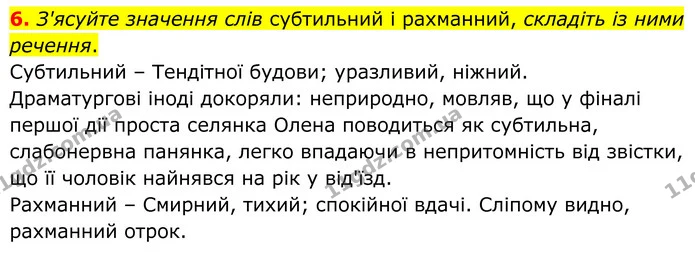 6. З'ясуйте значення слів субтильний і рахманний, складіть із ними речення. — ГДЗ Українська мова 8 клас Авраменко